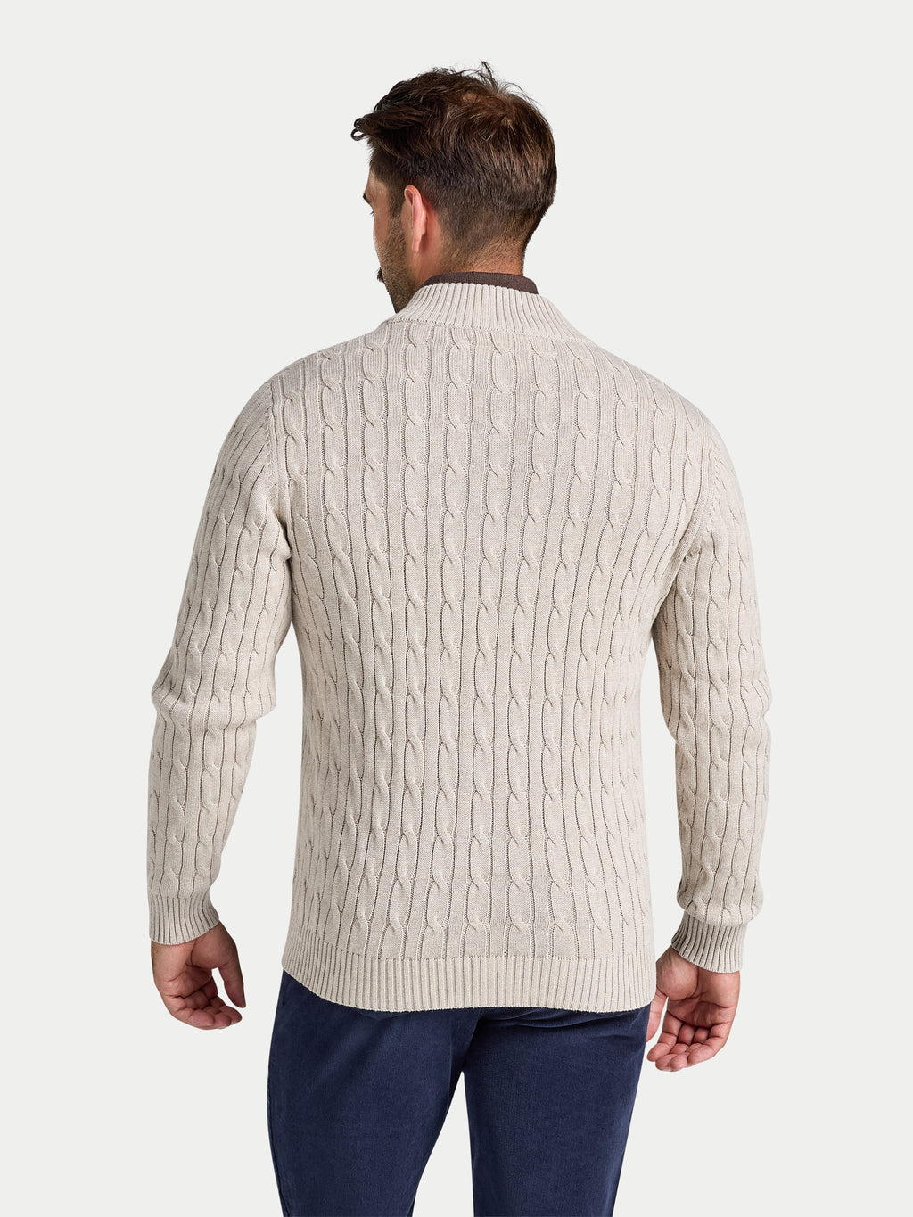Cable Mid Weight Knit 1/4 Zip - Cream