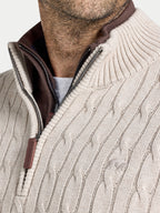 Cable Mid Weight Knit 1/4 Zip - Cream