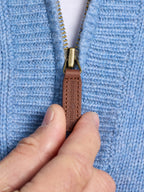 Chunky Fleck Quarter Zip Knit - Chambray