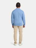 Chunky Fleck Quarter Zip Knit - Chambray