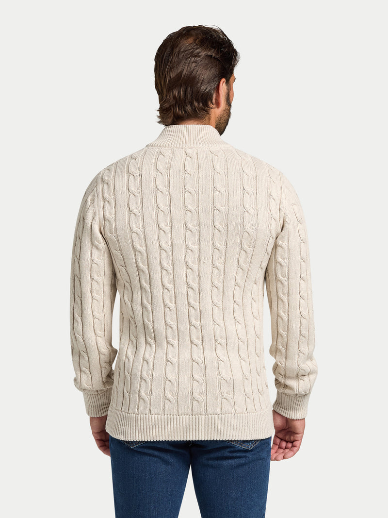 Chunky Cable Quarter Zip Knit - Oatmeal