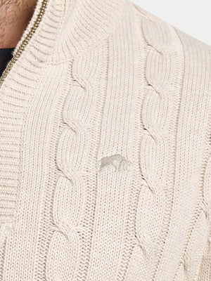 Chunky Cable Quarter Zip Knit - Oatmeal