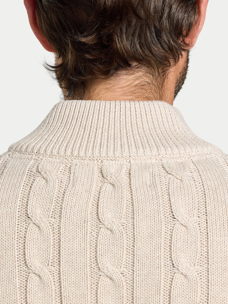 Chunky Cable Quarter Zip Knit - Oatmeal
