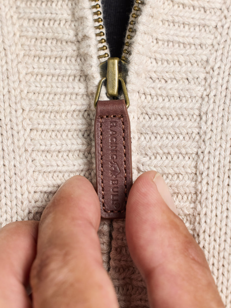 Chunky Cable Quarter Zip Knit - Oatmeal