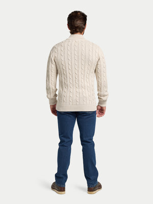 Chunky Cable Quarter Zip Knit - Oatmeal