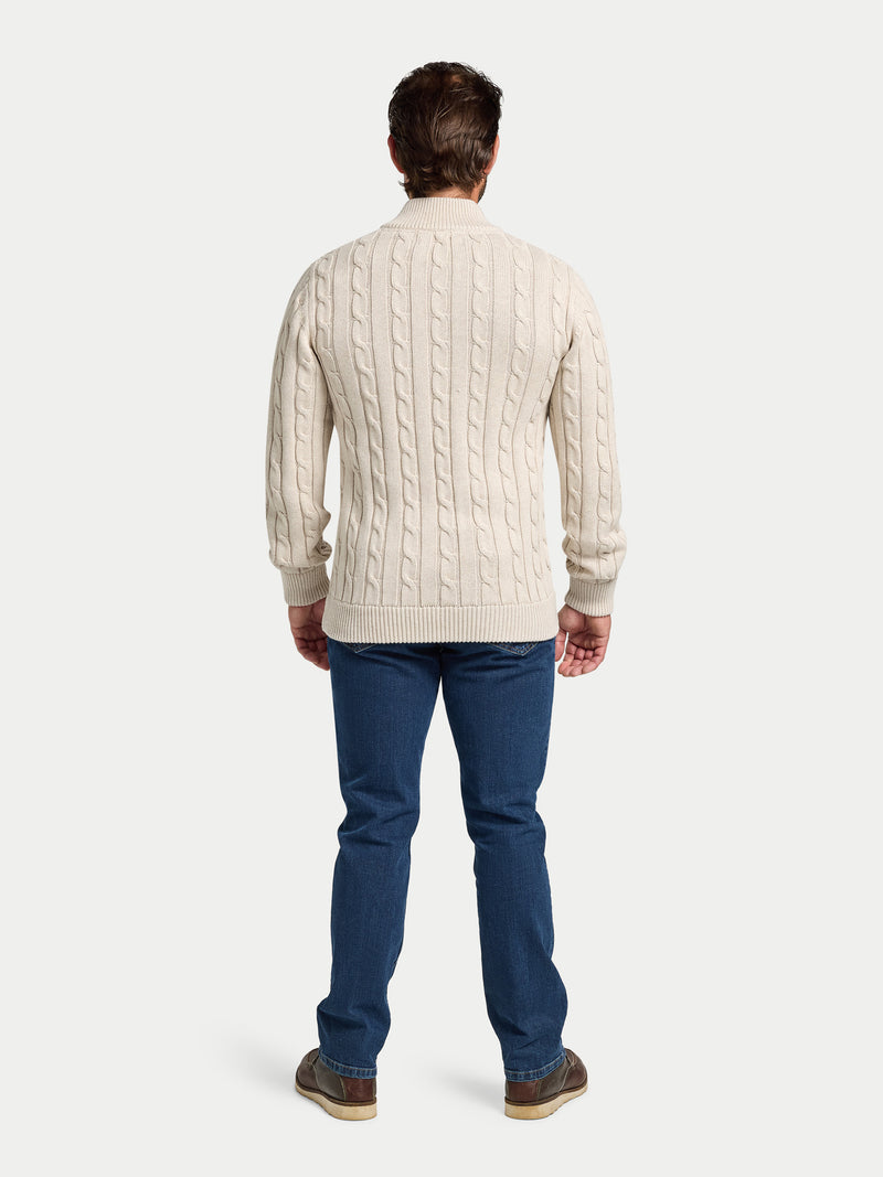 Chunky Cable Quarter Zip Knit - Oatmeal