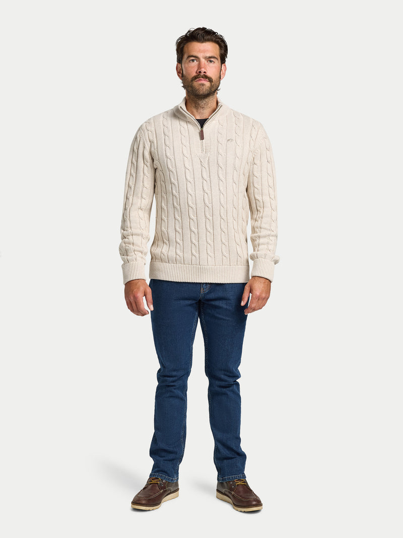 Chunky Cable Quarter Zip Knit - Oatmeal