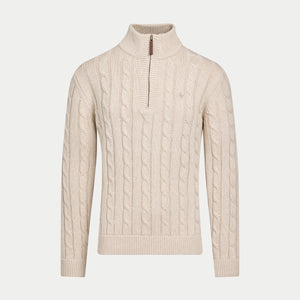 Chunky Cable Quarter Zip Knit - Oatmeal