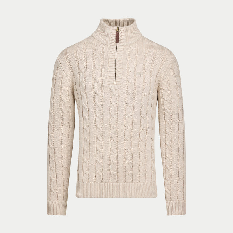Chunky Cable Quarter Zip Knit - Oatmeal