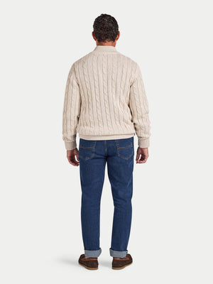 Chunky Cable Quarter Zip Knit - Oatmeal