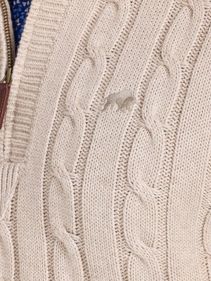 Chunky Cable Quarter Zip Knit - Oatmeal