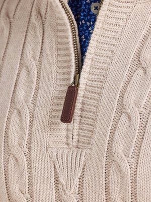 Chunky Cable Quarter Zip Knit - Oatmeal