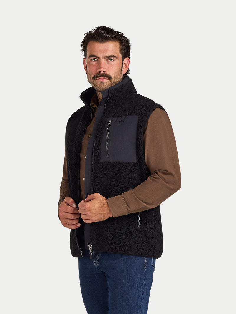Heavy Borg Fleece Gilet - Black