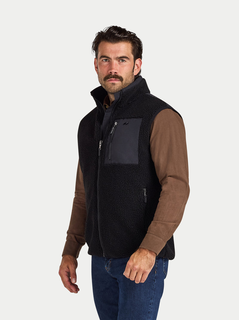 Heavy Borg Fleece Gilet - Black