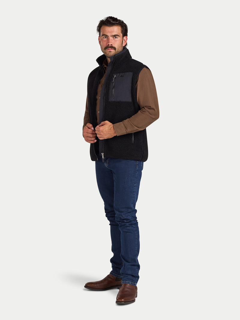 Heavy Borg Fleece Gilet - Black