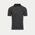 S/S Two Tone Zip Pique Polo - Black
