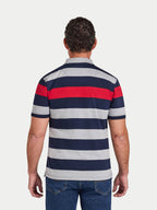 S/S Contrast Chest Stripe Polo - Red