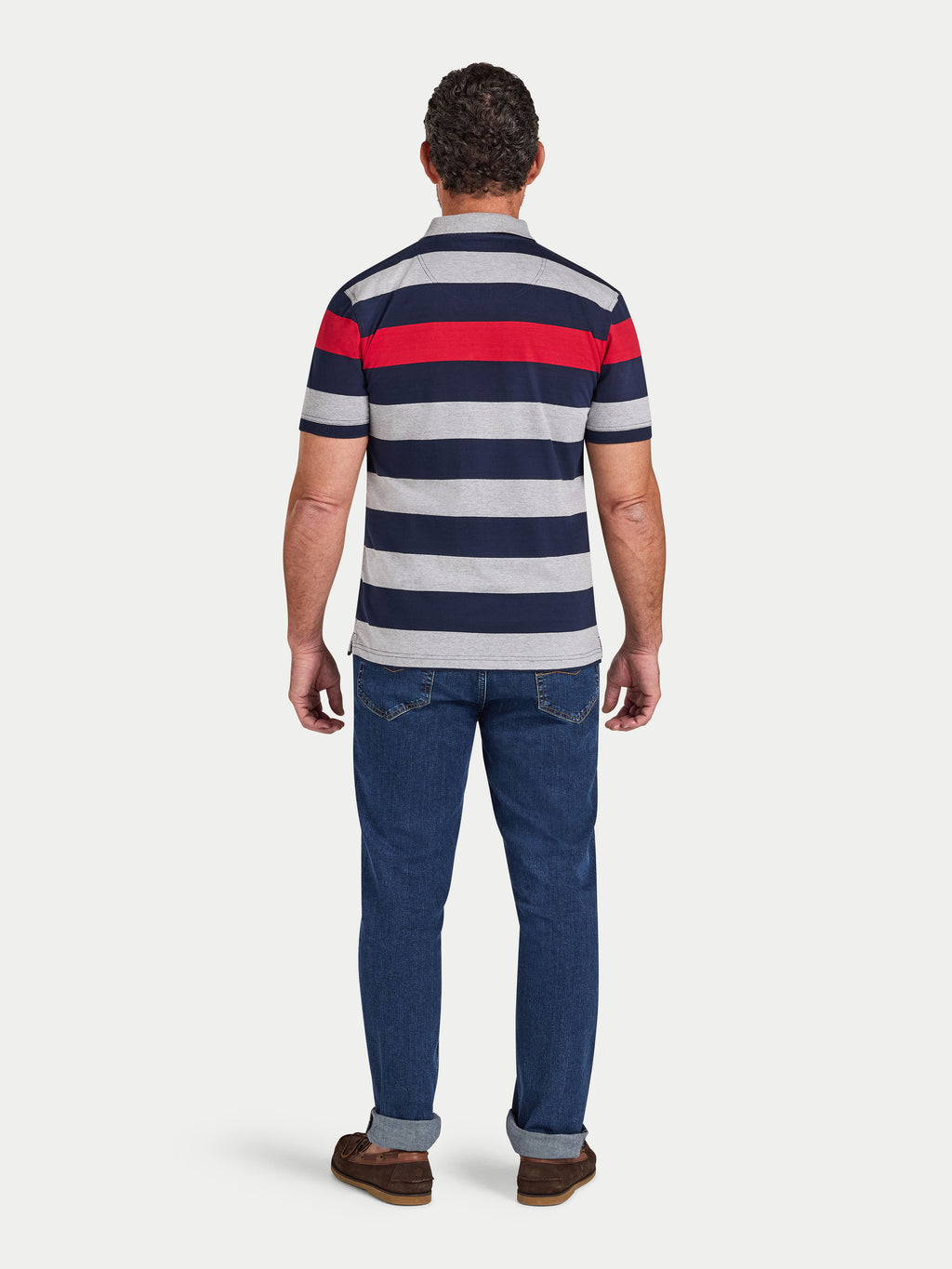 S/S Contrast Chest Stripe Polo - Red