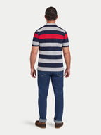 S/S Contrast Chest Stripe Polo - Red
