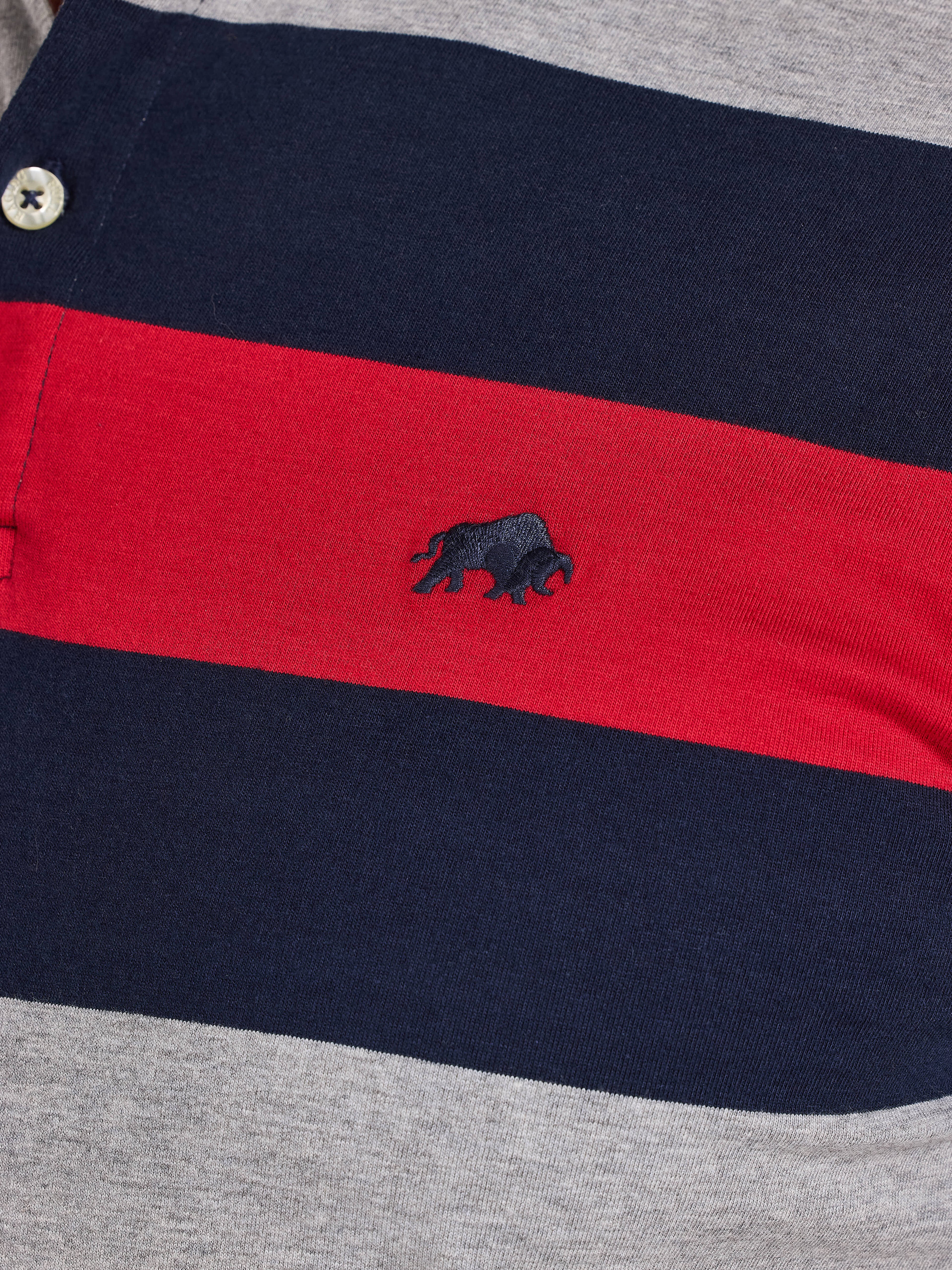 S/S Contrast Chest Stripe Polo - Red