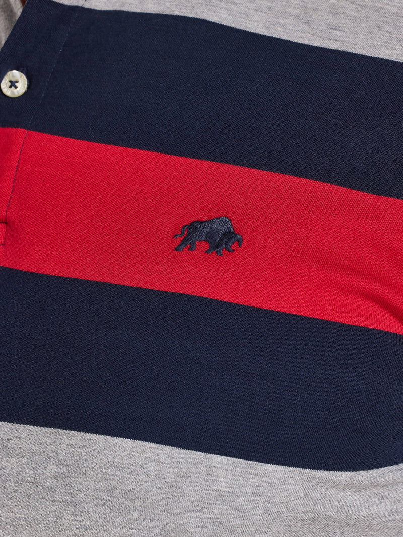 S/S Contrast Chest Stripe Polo - Red