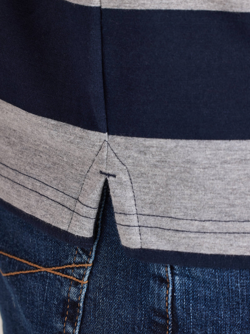 S/S Contrast Chest Stripe Polo - Red