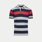 S/S Contrast Chest Stripe Polo - Red