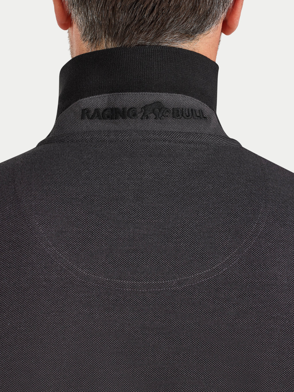 S/S Two Tone Zip Pique Polo - Black