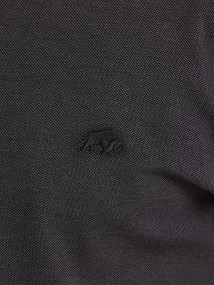 S/S Two Tone Zip Pique Polo - Black