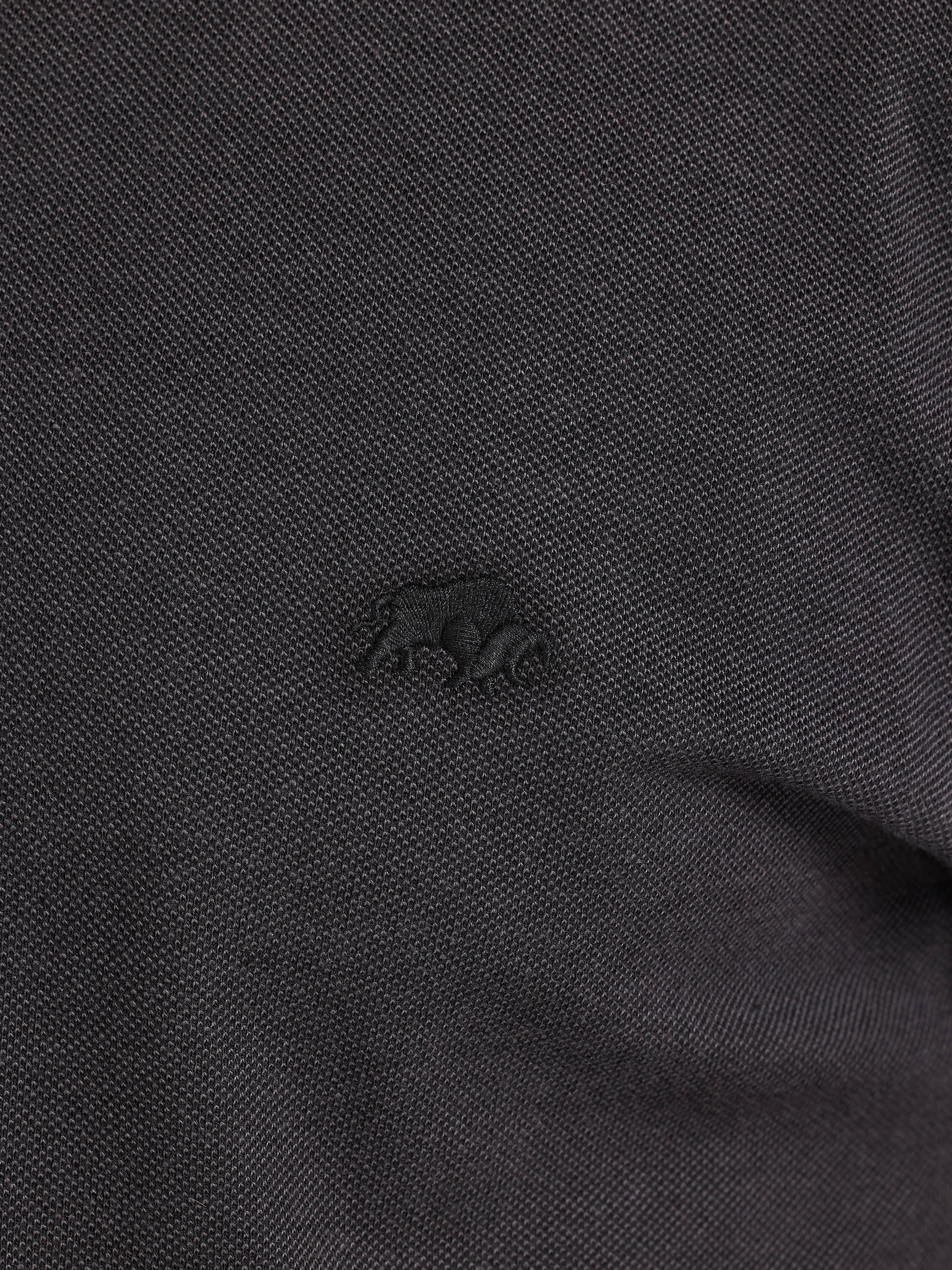 S/S Two Tone Zip Pique Polo - Black