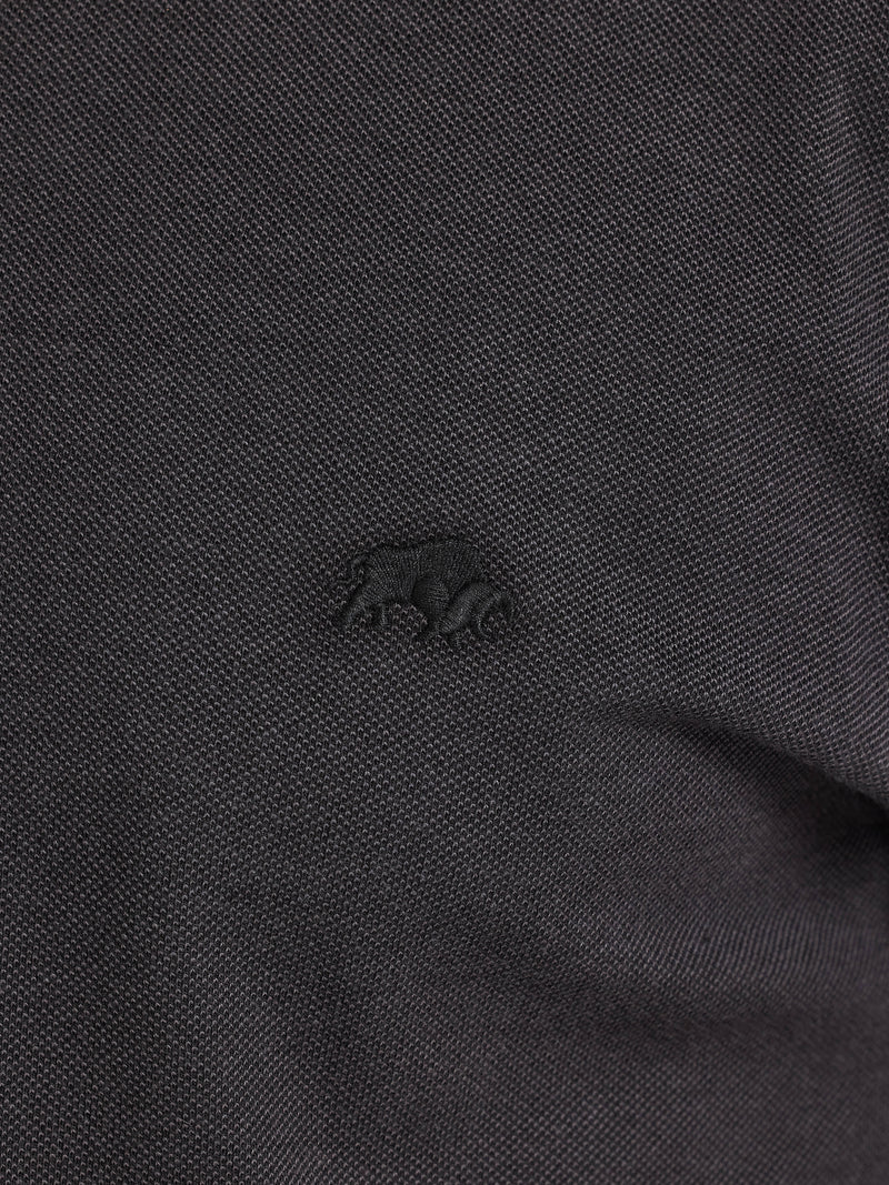 S/S Two Tone Zip Pique Polo - Black