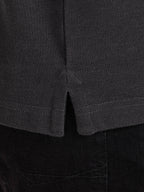 S/S Two Tone Zip Pique Polo - Black