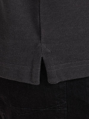 S/S Two Tone Zip Pique Polo - Black