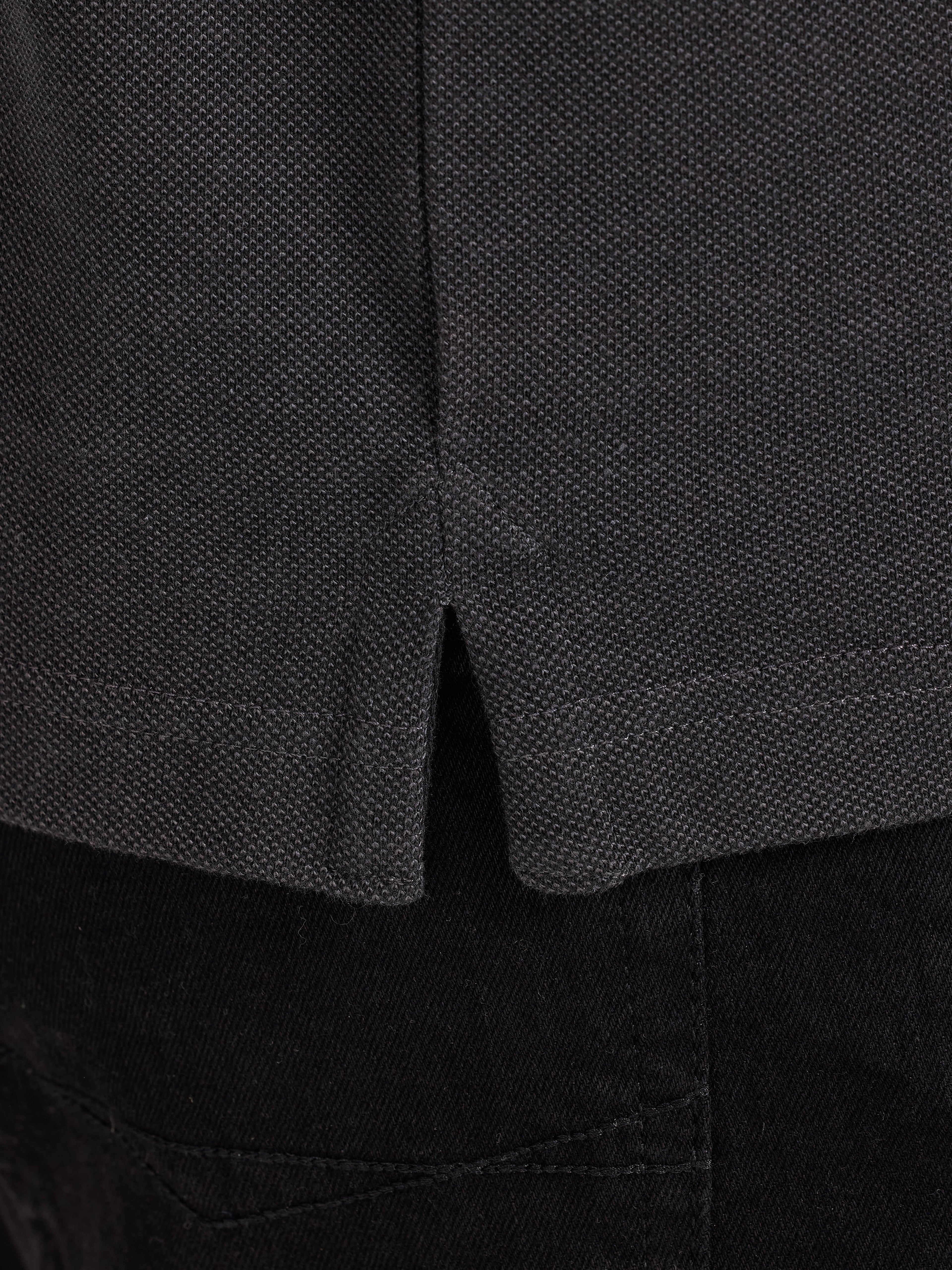 S/S Two Tone Zip Pique Polo - Black
