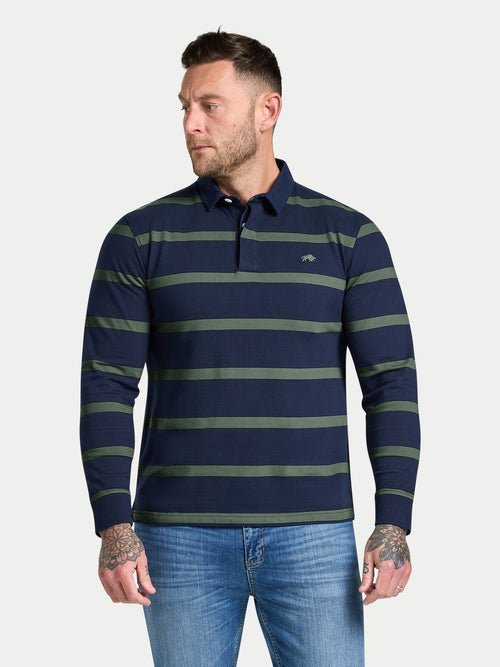L/S Fine Stripe Rugby - Sage