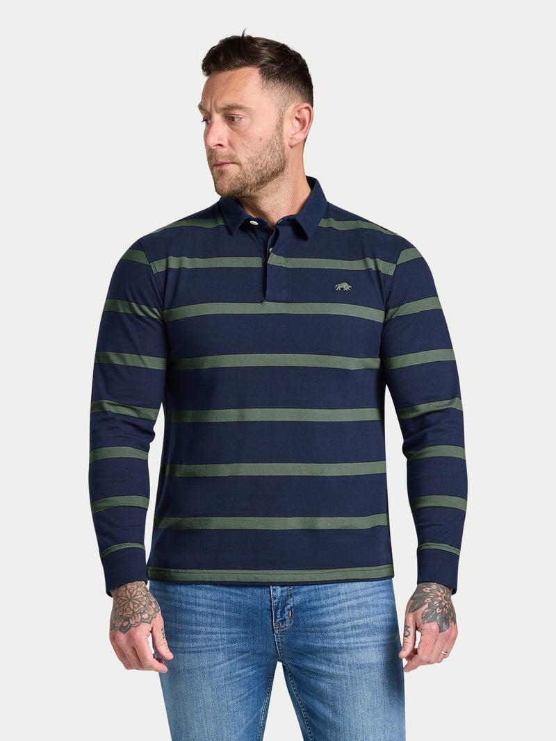 L/S Fine Stripe Rugby - Sage
