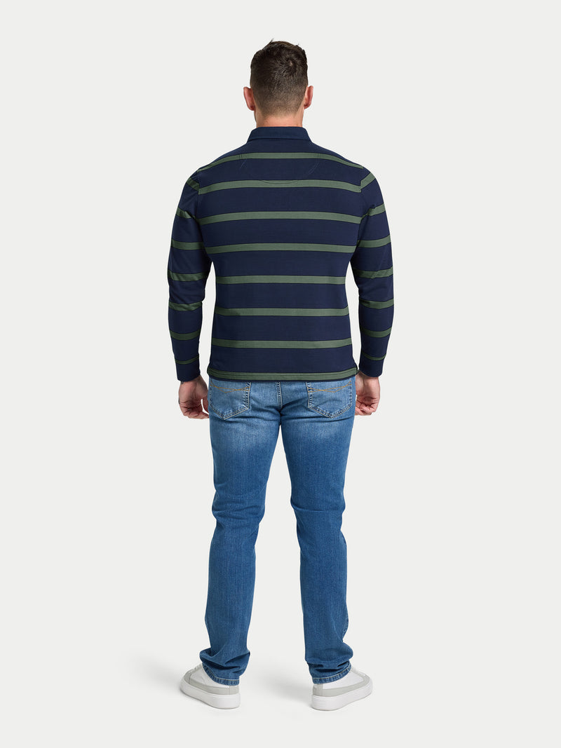 L/S Fine Stripe Rugby - Sage