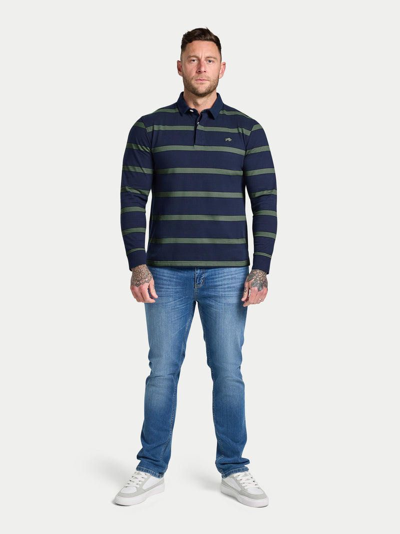L/S Fine Stripe Rugby - Sage