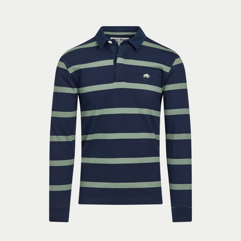 L/S Fine Stripe Rugby - Sage