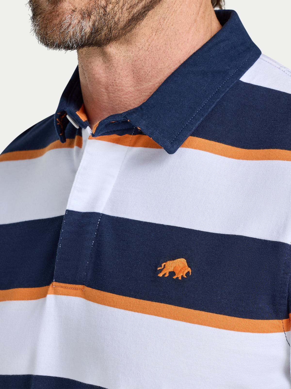 Multi Stripe Rugby Shirt - Long Sleeve - Orange