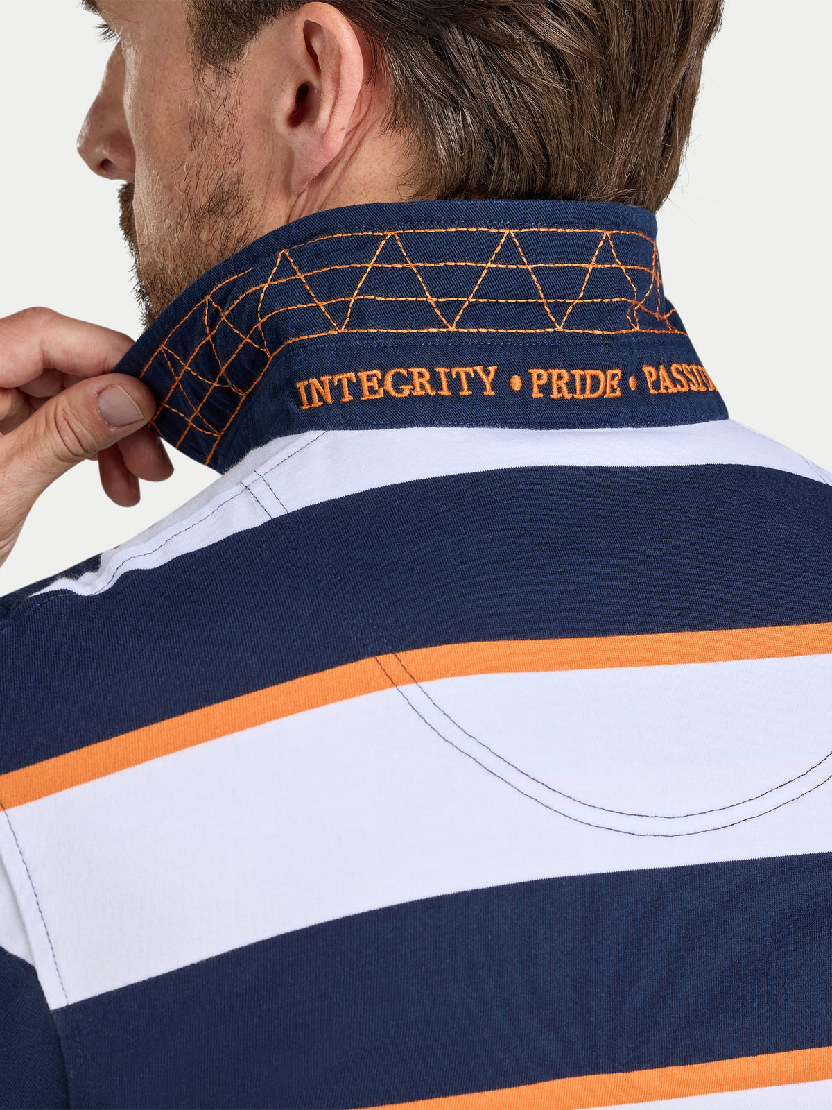 Multi Stripe Rugby Shirt - Long Sleeve - Orange