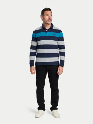 L/S Contrast Chest Stripe Rugby - Cobalt
