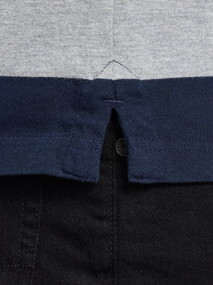 L/S Contrast Chest Stripe Rugby - Cobalt