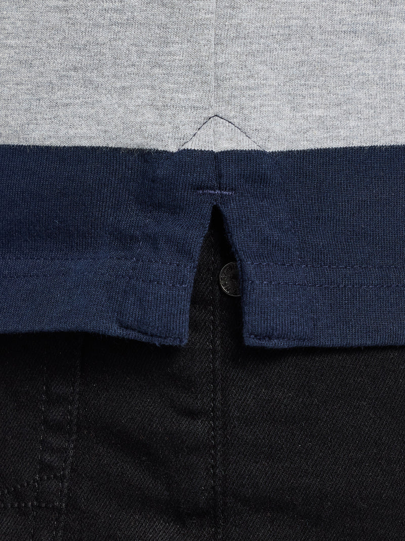L/S Contrast Chest Stripe Rugby - Cobalt