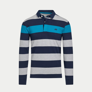 L/S Contrast Chest Stripe Rugby - Cobalt