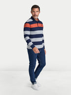 Marl Stripe Rugby Shirt - Long Sleeve - Navy