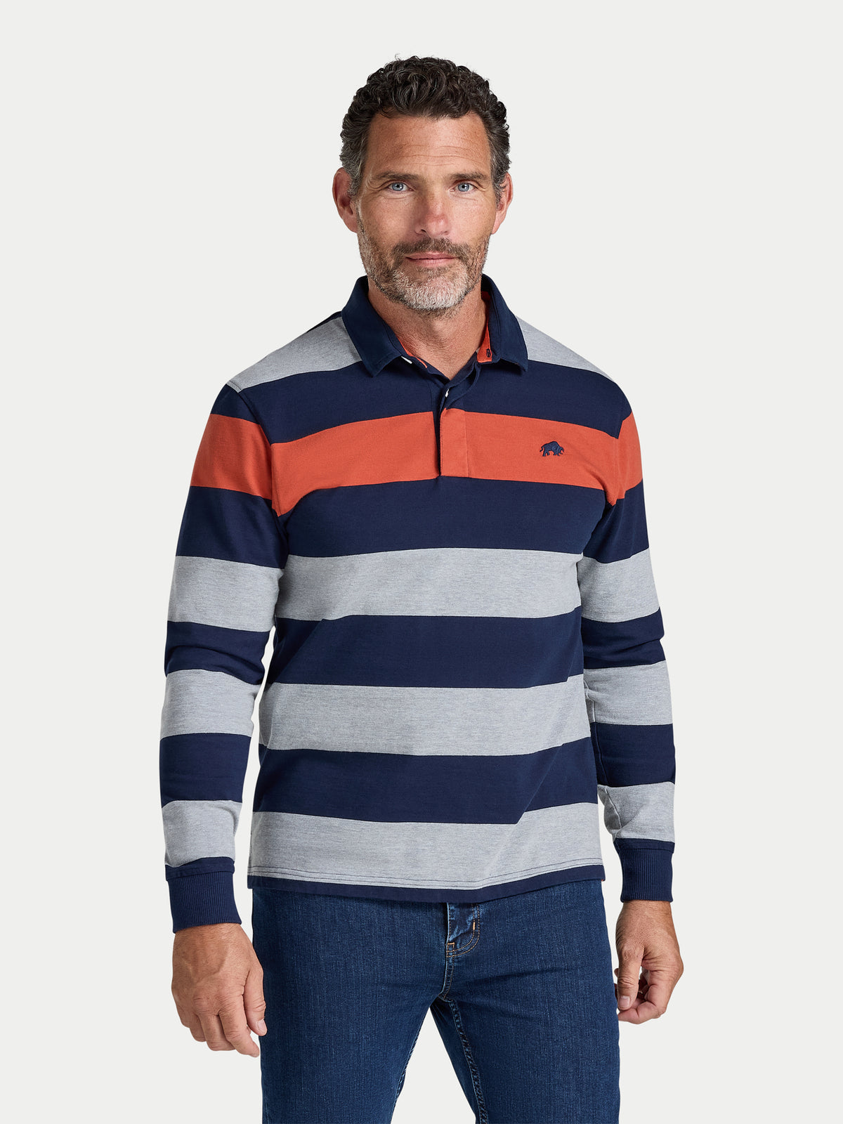 Marl Stripe Rugby Shirt - Long Sleeve - Navy