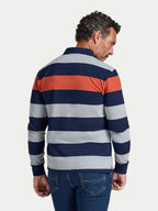 Marl Stripe Rugby Shirt - Long Sleeve - Navy