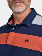 Marl Stripe Rugby Shirt - Long Sleeve - Navy