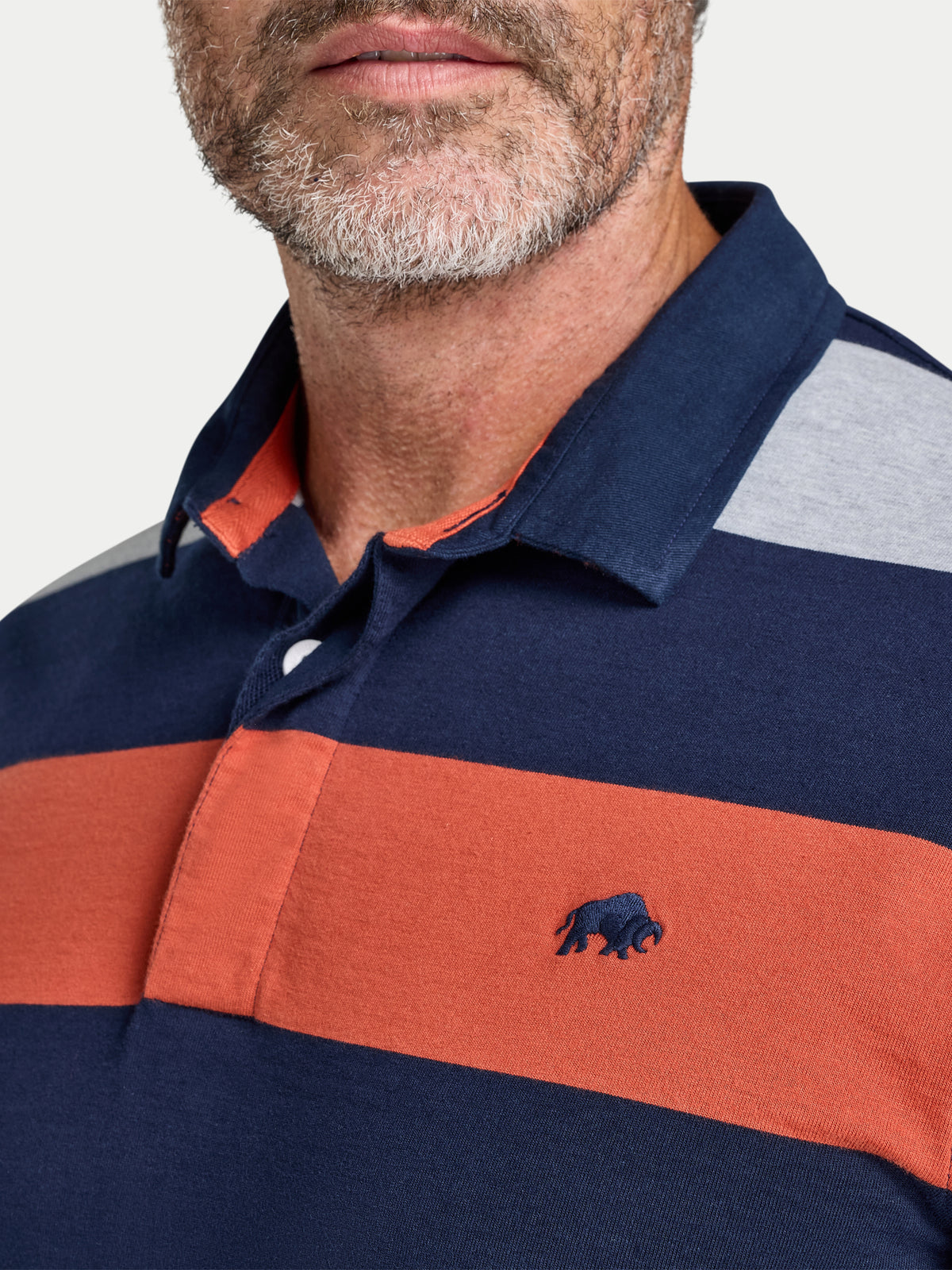 Marl Stripe Rugby Shirt - Long Sleeve - Navy